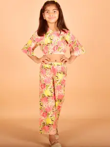 misbis Girls Printed Pure Cotton Top With Trousers