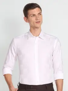 Arrow New York Slim Fit Self Design Pure Cotton Formal Shirt
