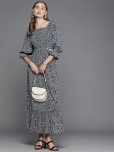 Allen Solly Woman Floral Printed Cut-out Detail A-Line Maxi Dress