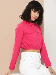 encore by INVICTUS Opaque Cropped Casual Shirt