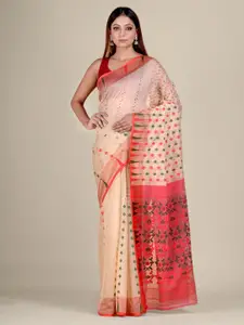 SAJASAJO Ethnic Motif Woven Design Silk Cotton Saree