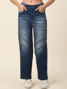 plusS Women Blue Heavy Fade Crinkle Effect Stretchable Cotton Jeans