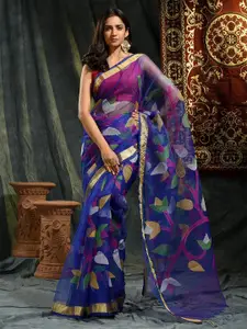 SAJASAJO Floral Woven Design Zari Pure Silk Saree