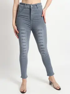 BAESD Women Slim Fit High-Rise Light Fade Mildly Distressed Stretchable Jeans