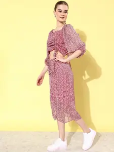 ANVI Be Yourself Pink Abstract Printed Straight Skirt