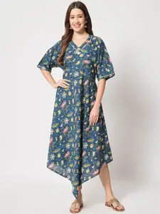 ODETTE Floral Printed A-Line Ethnic Dress