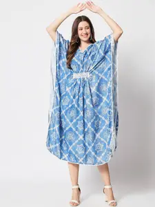 ODETTE Ethnic Motifs Printed Kaftan Ethnic Dress