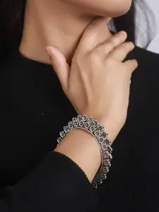 Sangria Set Of 2 Silver-Plated Textured Oxidized Bangle