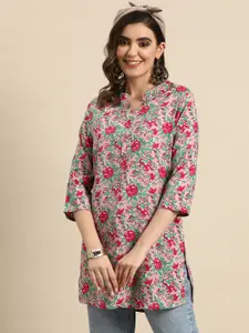 Sangria Floral Printed Straight Short Kurti