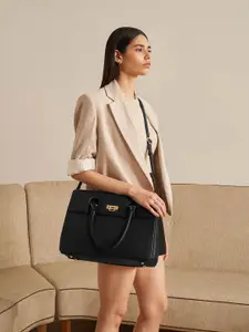 MIRAGGIO Tokyo Black Handbag with Adjustable & Detachable Strap