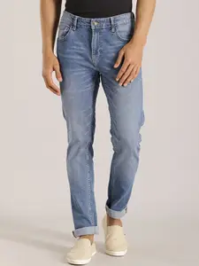 Indian Terrain Men Brooklyn Clean Look Mid Rise Light Fade Pure Cotton Jeans