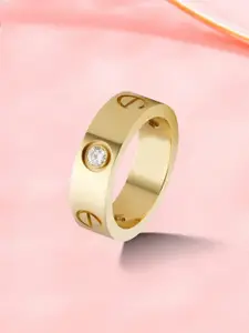 MYKI Gold-Plated CZ-Studded Finger Ring