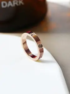 MYKI Rose Gold-Plated CZ-Studded Finger Rings