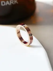MYKI Rose Gold-Plated CZ-Studded Finger Rings