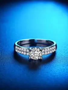 MYKI Silver-Plated CZ-Studded Finger Ring