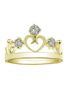 MYKI Gold-Plated CZ-Studded Finger Ring