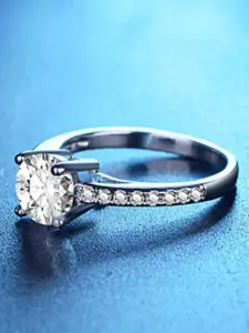 MYKI Silver-Plated CZ-Studded Finger Ring