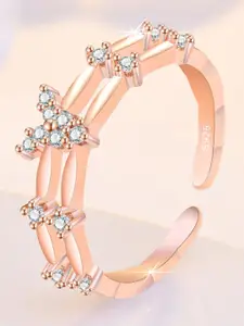 MYKI Rose Gold-Plated Cubic Zirconia-Studded Finger Ring