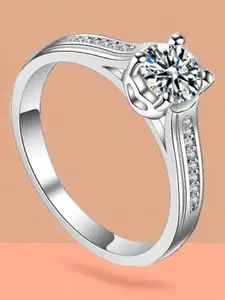 MYKI Silver-Plated CZ-Studded Finger Rings