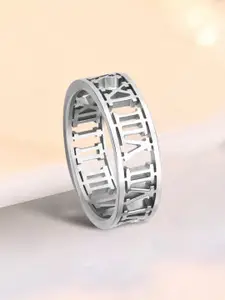 MYKI Silver-Plated Roman Band Finger Ring