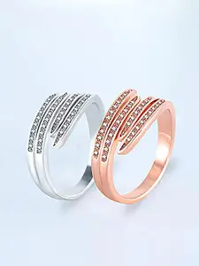 MYKI Silver-Plated CZ-Studded Finger Ring