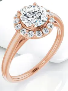 MYKI Rose Gold-Plated CZ-Studded Adjustable Finger Ring