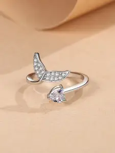 MYKI Silver-Plated CZ-Studded Adjustable Ring