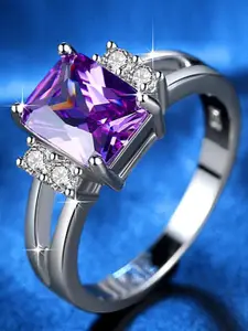 MYKI Silver-Plated CZ-Studded Finger Ring