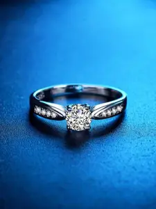 MYKI Silver-Plated CZ-Studded Finger Ring