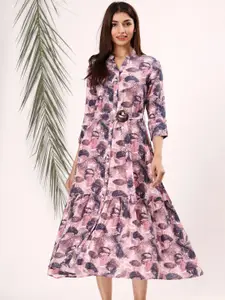 Zolo Label Floral Print A-Line Midi Dress