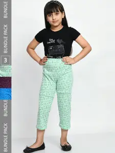 BAESD Girls Pack Of 3 Printed Cropped Cotton Lounge Pants
