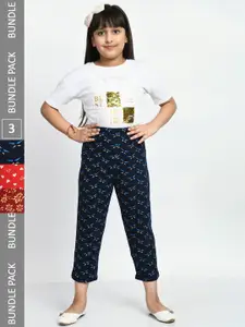 BAESD Girls Pack Of 3 Printed Cotton Lounge Pants
