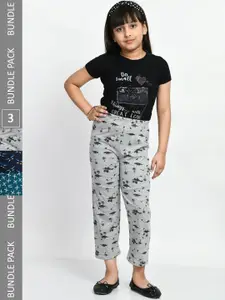BAESD Girls Pack Of 3 Printed Cotton Cropped Lounge Pants