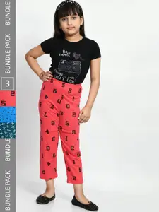 BAESD Girls Pack Of 3 Printed Pure Cotton Lounge Pants