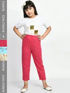 BAESD Girls Pack of Of 3 Printed Cotton Lounge Pants