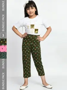 BAESD Girls Pack Of 3 Pure Cotton Printed Lounge Pants