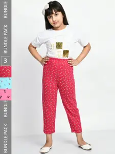BAESD Girls Pack Of 3 Printed Cotton Cropped Lounge Pants
