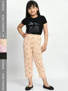 BAESD Girls Pack Of 3 Printed Pure Cotton Lounge Pants