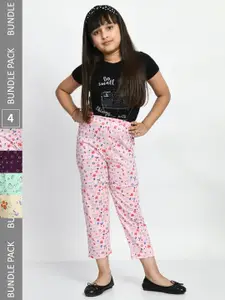 BAESD Girls Pack Of 4 Printed Cotton Cropped Lounge Pants