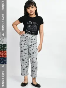 BAESD Girls Pack of 4 Printed Cotton Lounge Pants