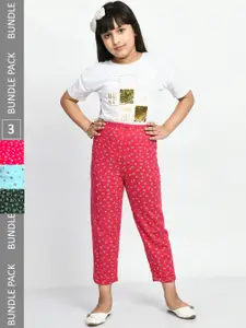 BAESD Girls Pack Of 3 Conversational Printed Pure Cotton Lounge Pants