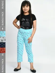 BAESD Girls Pack Of 4 Printed Pure Cotton Lounge Pants