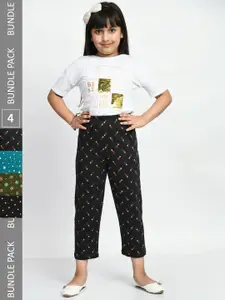 BAESD Girls Pack Of 4 Conversational Printed Pure Cotton Lounge Pants