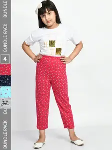 BAESD Girls Pack Of 4 Printed Pure Cotton Lounge Pants