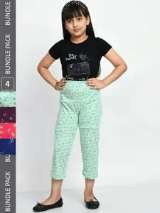 BAESD Girls Pack of 4 Printed Cotton Lounge Pants