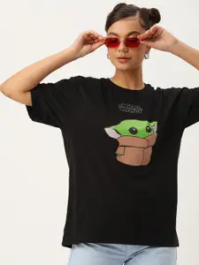 Kook N Keech Star Wars Women Yoda Printed Pure Cotton Oversize T-shirt