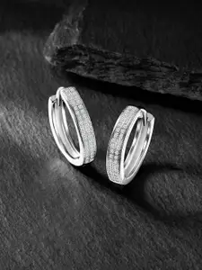 Silvora by Peora Rhodium Plated Contemporary Hoop Earrings
