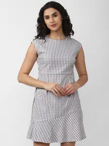 Van Heusen Woman Checked Round Neck A-Line Dress