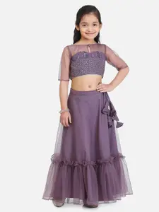 Ethnovog Girls Embroidered Sequin Work Lehenga Choli With Dupatta