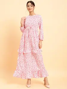 MINT STREET Floral Print Crepe Maxi Dress